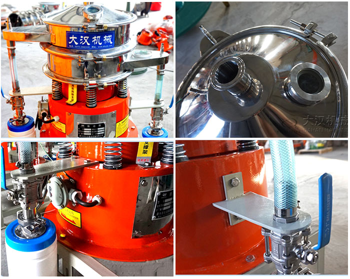 氣體保護(hù)振動篩結(jié)構(gòu)分出料口，進(jìn)料口，排氣管等