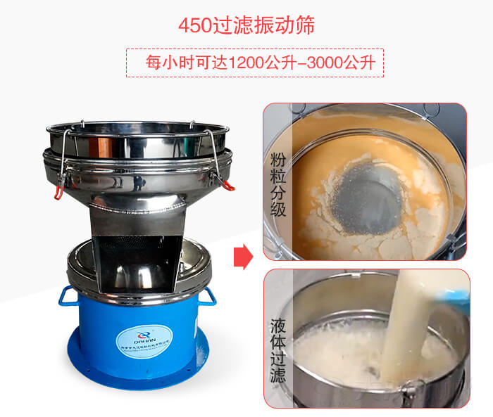 450過濾振動篩粉狀，液體物料篩分過濾展示圖